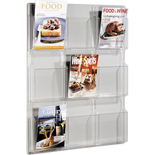 Literature Displays, Wall Mount, 9 Slots, Plastic, 30" W x 2" D x 36-7/8" H MAS Chibougamau