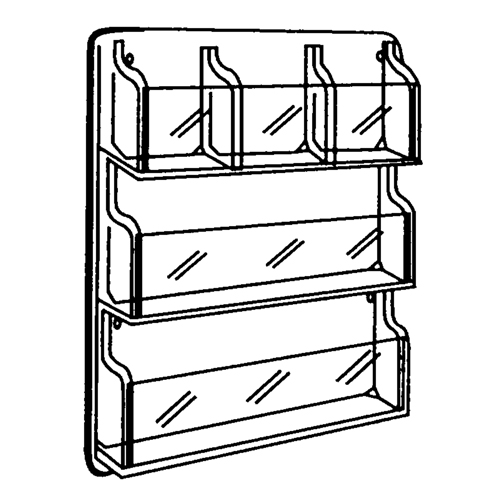 Literature Displays, Wall Mount, 9 Slots, Plastic, 30" W x 2" D x 36-7/8" H MAS Chibougamau
