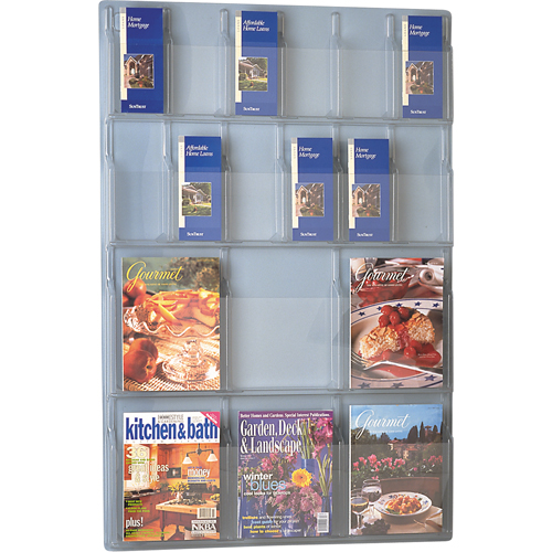 Literature Displays, Wall Mount, 6 Slots, Plastic, 30" W x 45" D x 45" H MAS Chibougamau