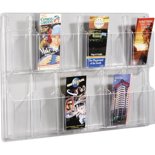 Literature Displays, Wall Mount, 12 Slots, Plastic, 30" W x 2" D x 20-3/8" H MAS Chibougamau