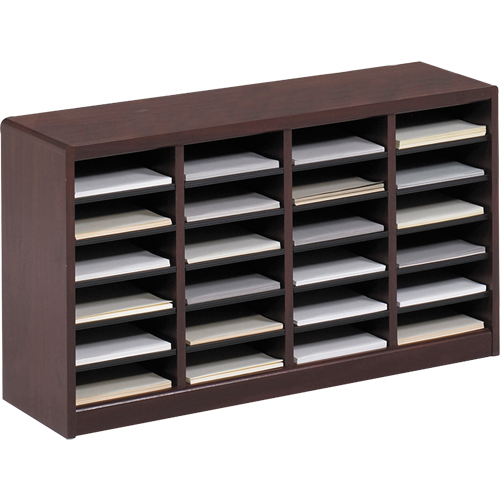E-Z Stor&reg; Literature Organizer, Stationary, 24 Slots, Wood, 40" W x 11-3/4" D x 23" H MAS Chibougamau