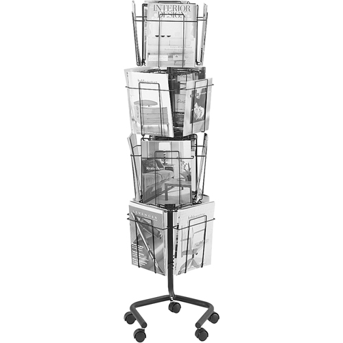 Literature Display Racks - Rotary Floor Displays, Rotating, 16 Slots, Wire Mesh, 15" W x 15" D x 60" H MAS Chibougamau