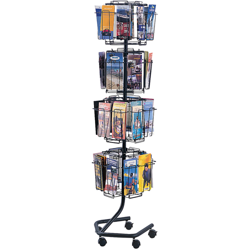 Literature Display Racks - Rotary Floor Displays, Rotating, 32 Slots, Wire Mesh, 15" W x 15" D x 60" H MAS Chibougamau