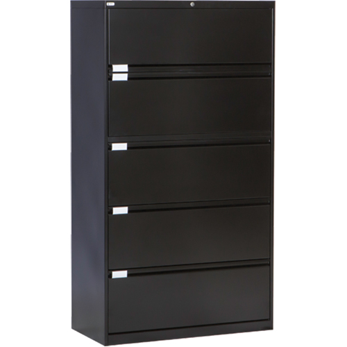 Classeur lat&eacute;ral, Acier, 5 tiroirs, 36" la x 18" p x 65-1/2" h, Noir MAS Chibougamau