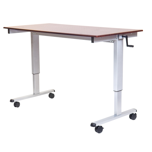 Adjustable Stand-Up Workstations, Stand-Alone Desk, 48-1/2" H x 48" W x 32-1/2" D, Walnut MAS Chibougamau