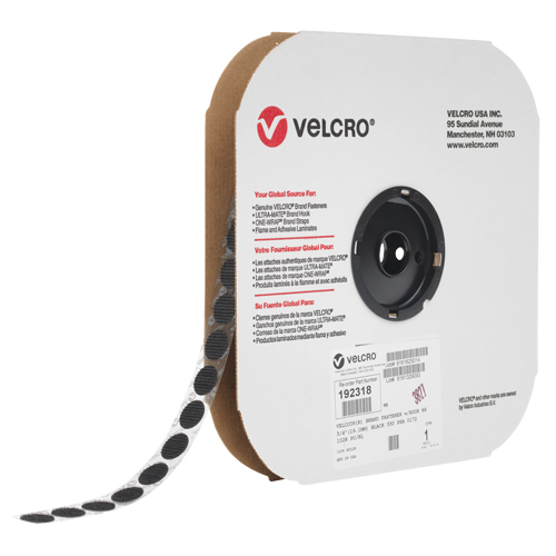 Attache Velcoin, Boucle, 3/4" dia., Adh&eacute;sif, Noir MAS Chibougamau