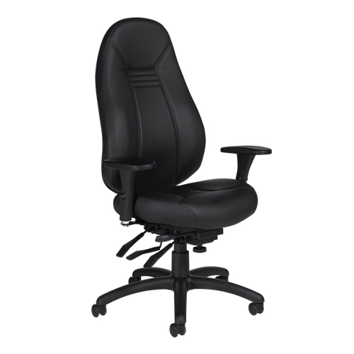 High Back Comfort Chair, Leather, Black, 300 lbs. Capacity MAS Chibougamau