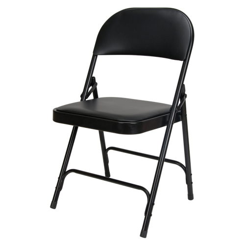 Chaise pliante rembourr&eacute;e en vinyle, Acier, Noir, Capacit&eacute; 300 lb MAS Chibougamau