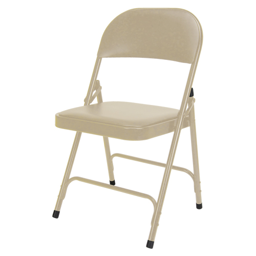 Chaise pliante rembourr&eacute;e en vinyle, Acier, Beige, Capacit&eacute; 300 lb MAS Chibougamau