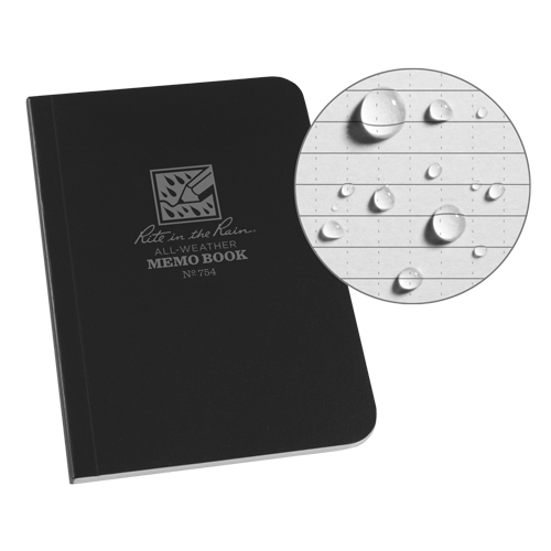 Memo Book, Soft Cover, Black, 112 Pages, 3-1/2" W x 5" L MAS Chibougamau