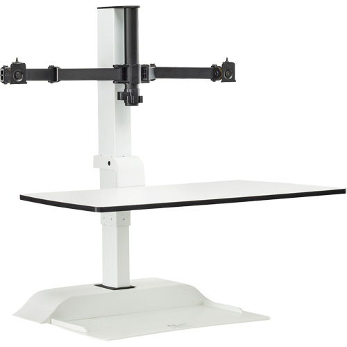 Soar Sit/Stand Electric Desk with Dual Monitor Arm, Desktop Unit, 37-1/4" H x 27-3/4" W x 22" D, White MAS Chibougamau
