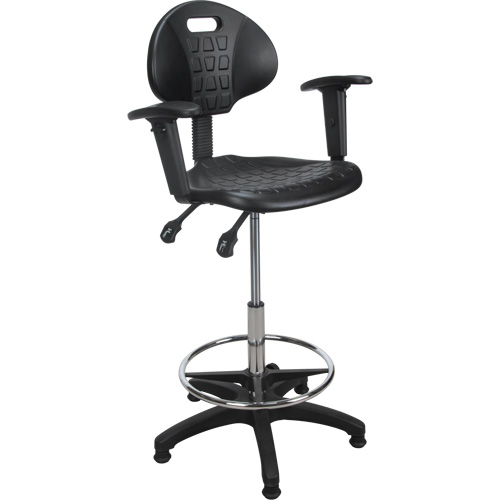 Tabouret ergonomique robuste avec accoudoirs r&eacute;glables, Stationnaire, Ajustable Hauteur, Capacit&eacute; 250 lb MAS Chibougamau
