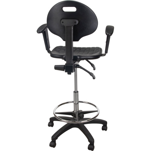 Tabouret ergonomique robuste avec accoudoirs r&eacute;glables et roulettes en nylon, Mobile, Ajustable Hauteur, Capacit&eacute; 250 lb MAS Chibougamau