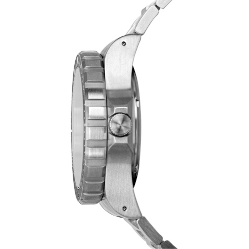 Tr&egrave;s grande montre automatique avec jour/date avec bracelet en acier inoxydable, Num&eacute;rique, &agrave; piles, 46 mm, Argent MAS Chibougamau