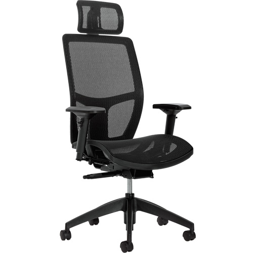 Chaise &agrave; dossier moyen avec m&eacute;canisme &agrave; basculement synchronis&eacute; &agrave; d&eacute;tection de poids Format+, Mailles, Noir, Capacit&eacute; 300 lb MAS Chibougamau