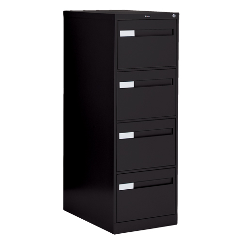 Vertical Filing Cabinet with Recessed Drawer Handles, 4 Drawers, 18.15" W x 26.56" D x 52" H, Black MAS Chibougamau