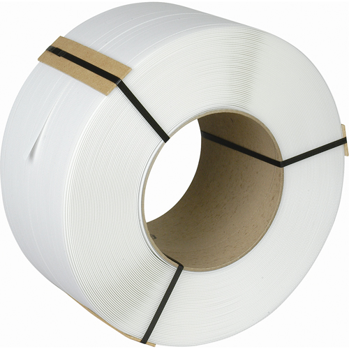 Strapping, Polypropylene, 3/8" W x 12900' L, White, Machine Grade MAS Chibougamau
