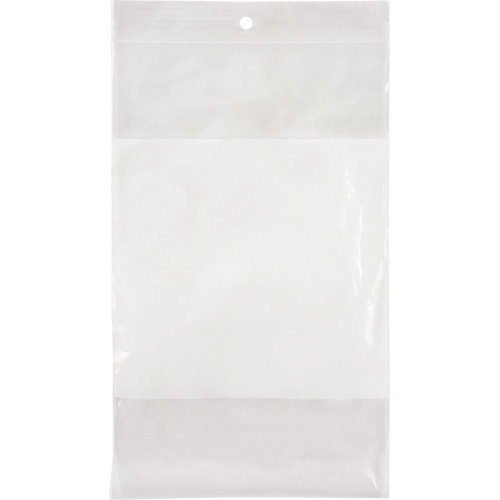 Sacs en poly avec espace inscriptible blanc, Refermable, 8" x 5", 2 mils MAS Chibougamau