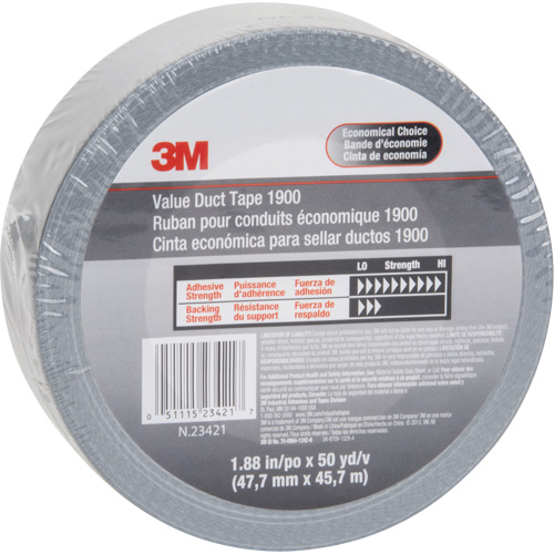1900 Value Duct Tape, 5.8 mils, Silver, 48 mm (2") x 5.7 m (18.7') MAS Chibougamau
