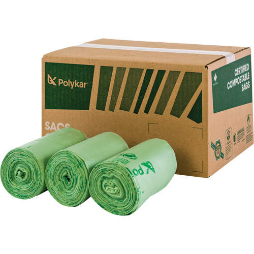 Sacs certifi&eacute;s compostables, R&eacute;gulier, 48" lo x 42" la, Transparent, Capacit&eacute; de 242 L (55 gal.) MAS Chibougamau