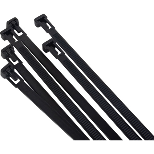 Attache-c&acirc;ble r&eacute;utilisable, Longueur 14", R&eacute;sistance &agrave; la traction 50 lb, Noir MAS Chibougamau