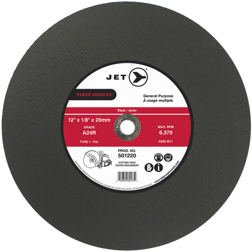 POWER ABRASIVE&reg; Cut-Off Wheel, 12" x 1/8", 20 mm Arbor, Type 1, 6370 RPM MAS Chibougamau
