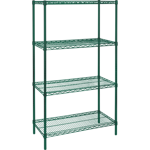 &eacute;tag&egrave;res robustes en treillis m&eacute;tallique au fini &eacute;poxy vert, 4 Tablettes, 36" la x 63" h x 18" p MAS Chibougamau
