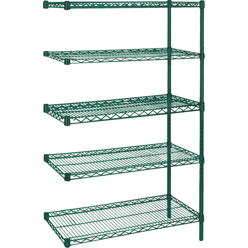 &eacute;tag&egrave;res robustes en treillis m&eacute;tallique au fini &eacute;poxy vert, Ensemble de Ajout, 5 Tablettes, 36" la x 86" h x 24" p MAS Chibougamau