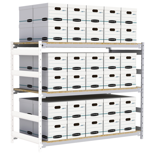 Wide Span Record Storage Shelving, Steel, 3 Shelves, 72" W x 32" D x 60" H, Add-On Kit MAS Chibougamau