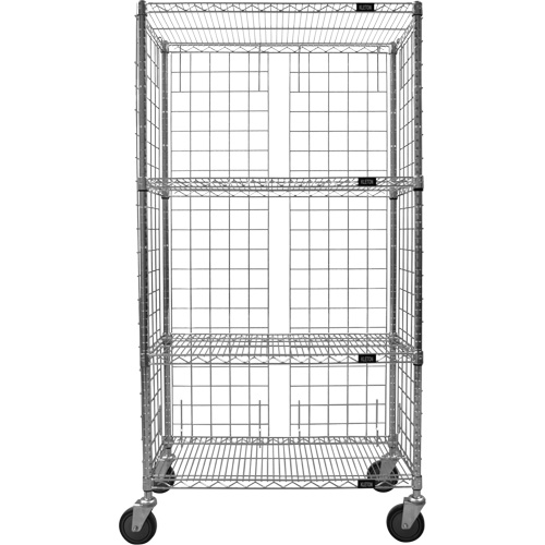 Chariot ferm&eacute; en treillis m&eacute;tallique, Chrom&eacute;, 36" x 69" x 18", Capacit&eacute; 800 lb MAS Chibougamau