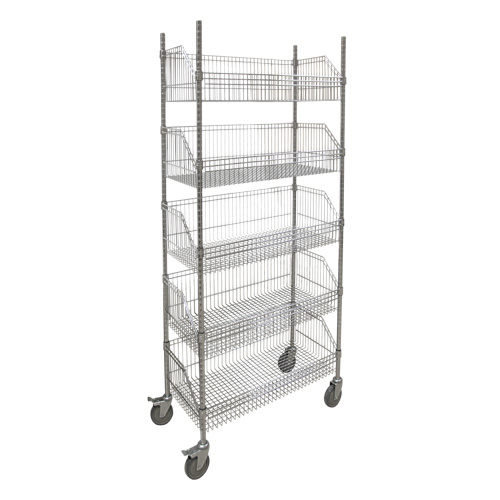Wire Basket Shelving Cart, 5 Tiers, 48" W x 80" H x 24" D MAS Chibougamau