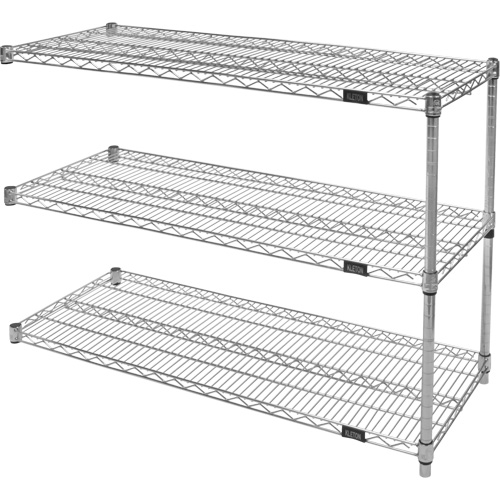 Heavy-Duty Chromate Wire Shelving, Add-On Kit, 3 Tiers, 30" W x 33" H x 18" D MAS Chibougamau