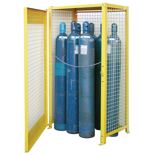 Gas Cylinder Cabinets, 10 Cylinder Capacity, 44" W x 30" D x 74" H, Yellow MAS Chibougamau