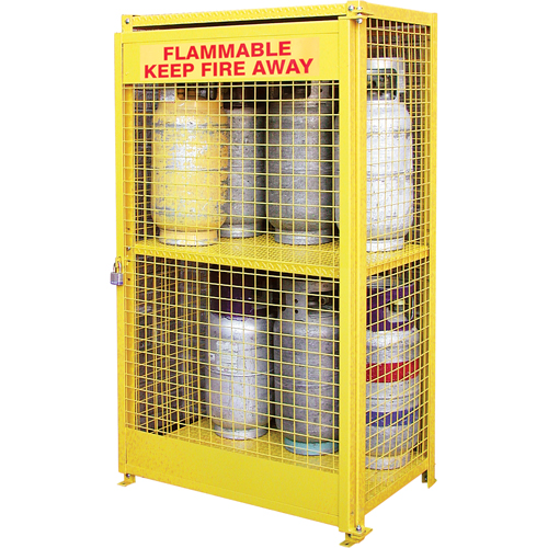 Gas Cylinder Cabinets, 12 Cylinder Capacity, 44" W x 30" D x 74" H, Yellow MAS Chibougamau