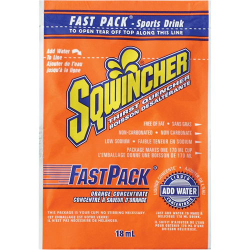 Sqwincher&reg; Rehydration Drink Fast Pack&reg;, Single Serve, Orange MAS Chibougamau