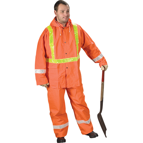 Tornado Traffic Rain Suit, PVC, Small, High Visibility Orange MAS Chibougamau