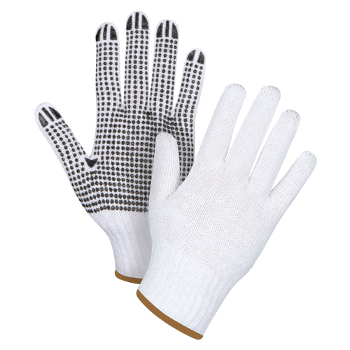 Gants tricot&eacute;s &agrave; pois, Poly/coton, Un c&ocirc;t&eacute;, Calibre 7, Grand MAS Chibougamau