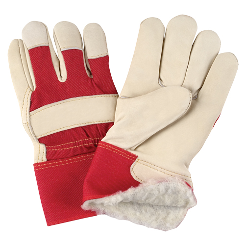 Red & White Premium Winter-Lined Fitters Gloves, X-Large, Grain Cowhide Palm, Boa Inner Lining MAS Chibougamau