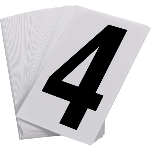 Pressure Sensitive Numbering, 4, 3-1/2" H, Black on White MAS Chibougamau