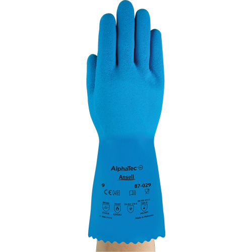 Gants AlphaTec 87-029, Taille Petit/7, 12" lo, Latex de caoutchouc, Doublure en Nylon, 50 mils MAS Chibougamau