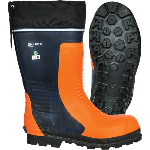Bushwhacker Chainsaw Boots, Rubber, Steel Toe, Size 6, Puncture Resistant Sole MAS Chibougamau