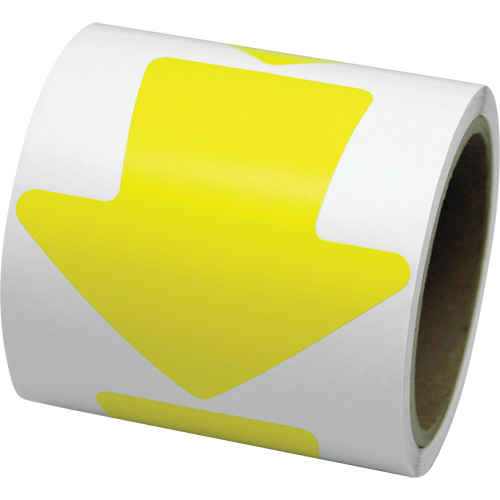Coloured Floor Marking Decals, Arrow, 4" L x 4" W, Yellow, Vinyl MAS Chibougamau