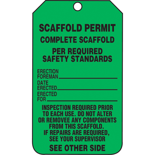 &eacute;tiquettes de s&eacute;curit&eacute; d'inspection et de contr&ocirc;le de l'&eacute;tat de l'&eacute;quipement, Plastique, 3-3/8" la x 5-7/8" h, Anglais MAS Chibougamau