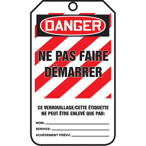 Lockout Tags, Cardstock, 3-1/8" W x 5-7/8" H, French MAS Chibougamau