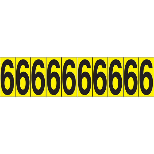 Individual Adhesive Number Markers, 6, 1-15/16" H, Black on Yellow MAS Chibougamau