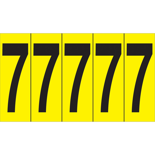 Rep&egrave;res adh&eacute;sifs &agrave; chiffres individuels, 7, 3-7/8" h, Noir sur jaune MAS Chibougamau