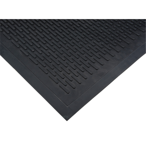 Low-Profile Matting, Rubber, Scraper Type, Solid Pattern, 3' x 5', Black MAS Chibougamau