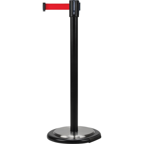Free-Standing Crowd Control Barrier, Steel, 35" H, Red Tape, 7' Tape Length MAS Chibougamau