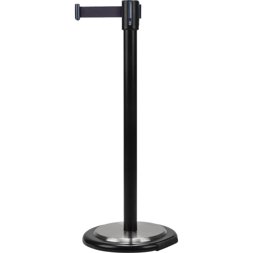 Free-Standing Crowd Control Barrier, Steel, 35" H, Black Tape, 7' Tape Length MAS Chibougamau