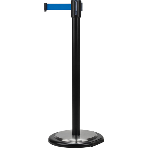Free-Standing Crowd Control Barrier, Steel, 35" H, Blue Tape, 7' Tape Length MAS Chibougamau